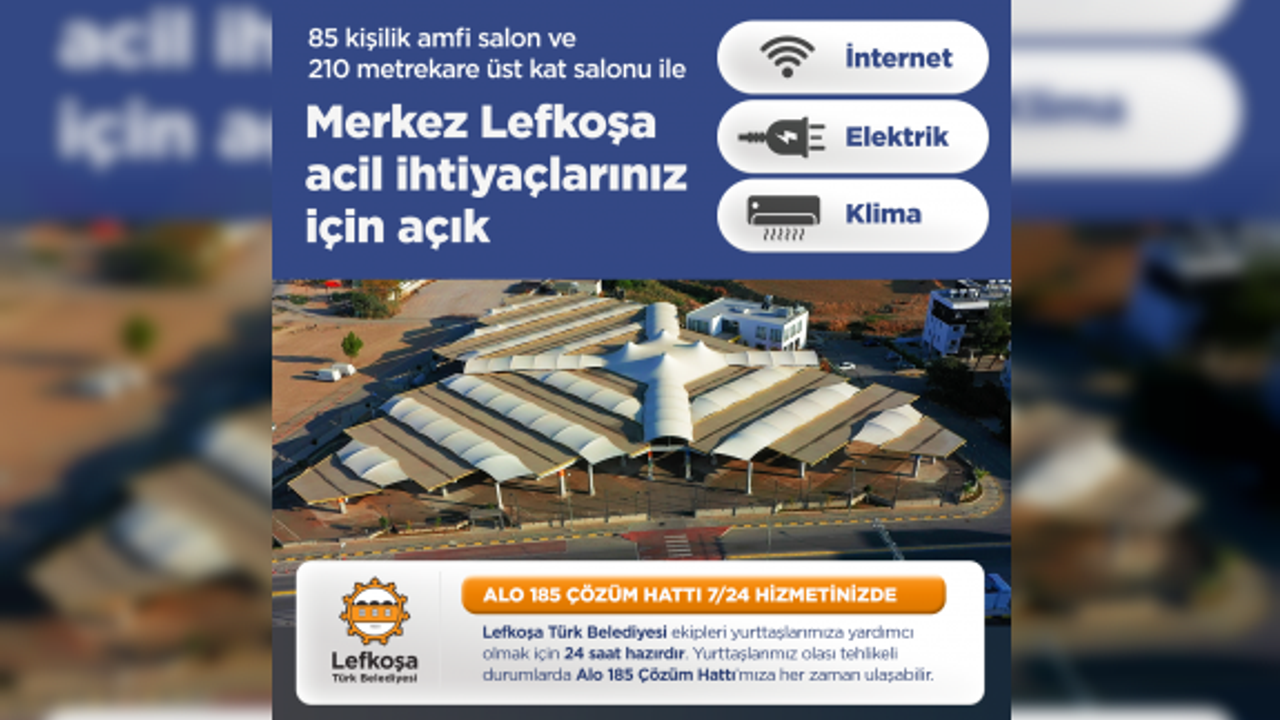 LTB, elektrik kesintilerinde acil ihtiyaçlar için Merkez Lefkoşa’yı yurttaşların kullanımına açtı