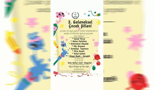 2’nci Geleneksel Çocuk Şöleni 26 Nisan Cumartesi günü düzenlenecek