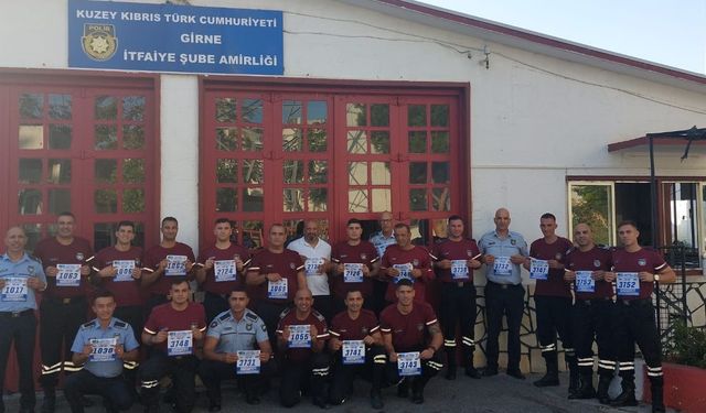 Girne İtfaiye Şubesi'nden Girne Maratonu'na destek