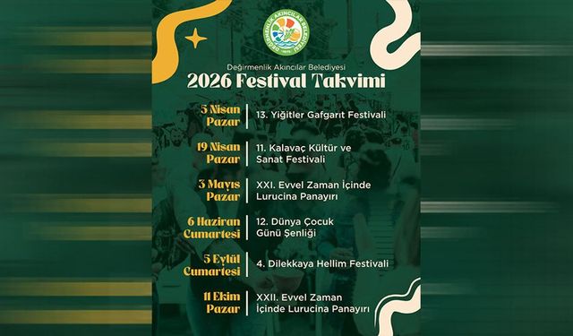 Değirmenlik Akıncılar Belediyesi festival takvimini açıkladı