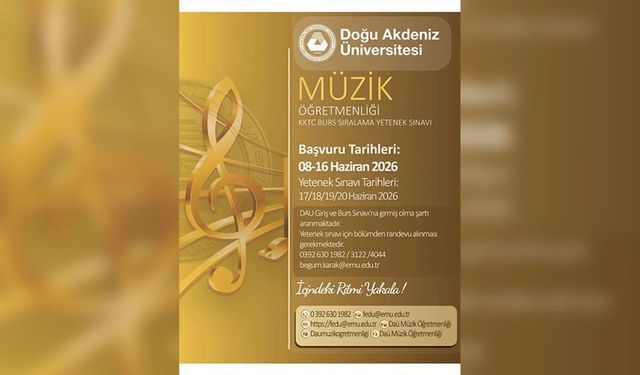 DAÜ Müzik Öğretmenliği Programı Yetenek Sınavı 17-20 Haziran tarihleri arasında yapılacak