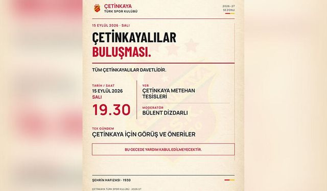 Çetinkaya Camiası 'Çetinkayalılar Buluşması Ve Kokteyli'nde' Bir Araya Geliyor