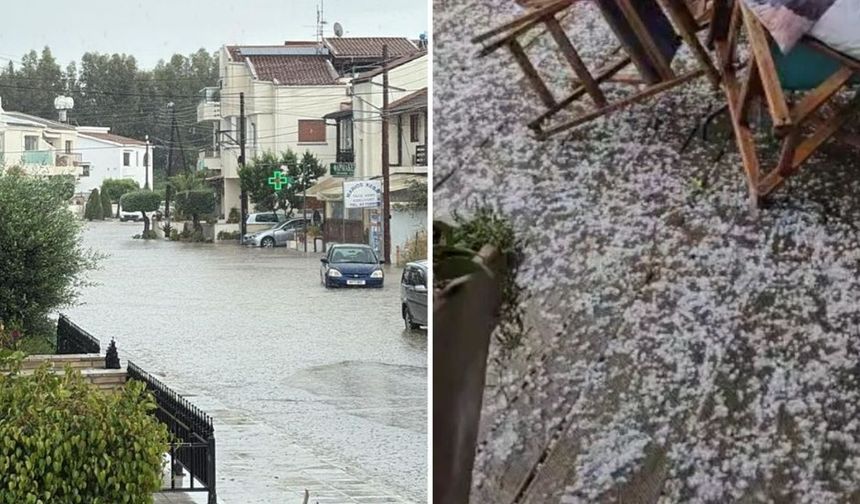 Şiddetli yağış Güney Kıbrıs'ı felç etti
