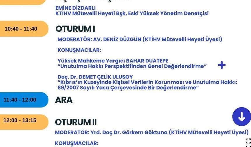 Kıbrıslı Türk İnsan Hakları Vakfı "Bir İnsan Hakkı Olarak Unutulma Hakkı" paneli düzenliyor