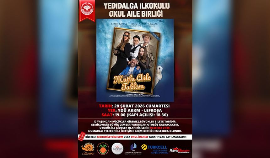 Yedidalga İlkokulu Okul Aile Birliği tarafından organize edilen 'Mutlu Aile Tablosu' adlı oyun 28 Şubat'ta sahnelenecek