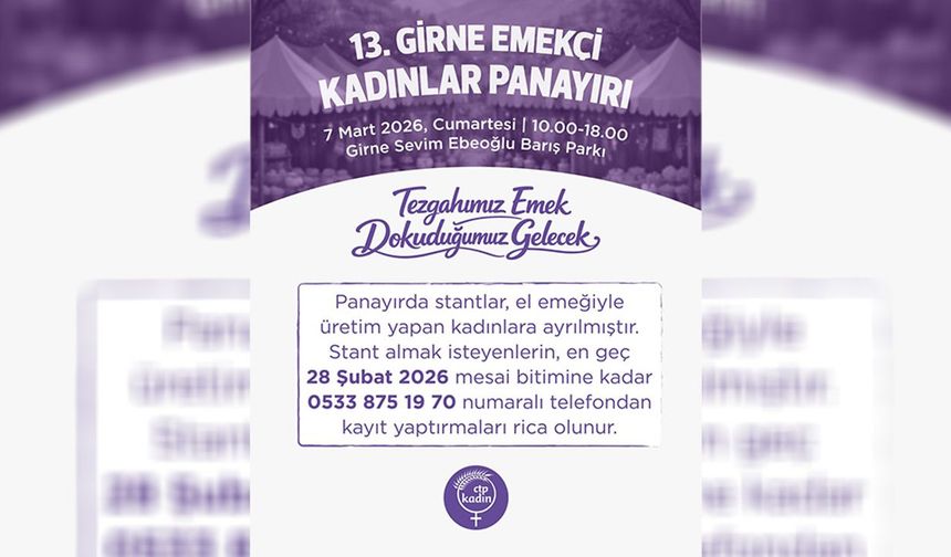 CTP Kadın Örgütü Girne İlçesi, 'Emekçi Kadınlar Panayırı' düzenliyor
