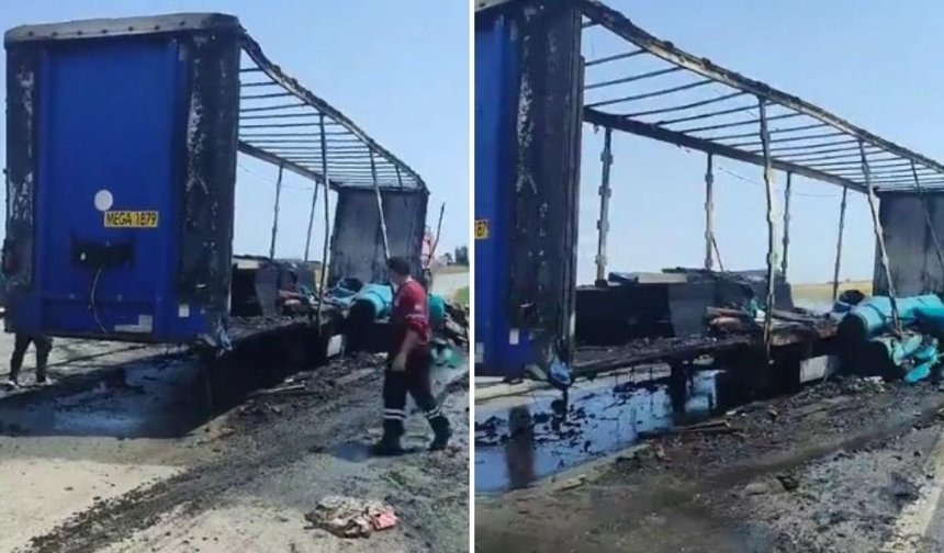 Seyir halindeki tır dorsesinde yangın