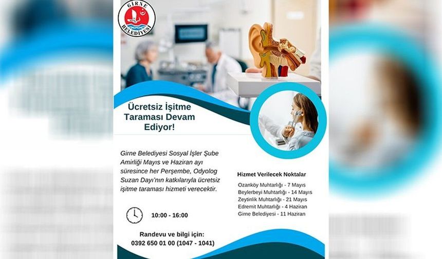 Girne Belediyesi'nden ücretsiz işitme tarama testi